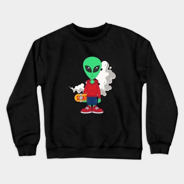 Alien skater Crewneck Sweatshirt by Nyambie